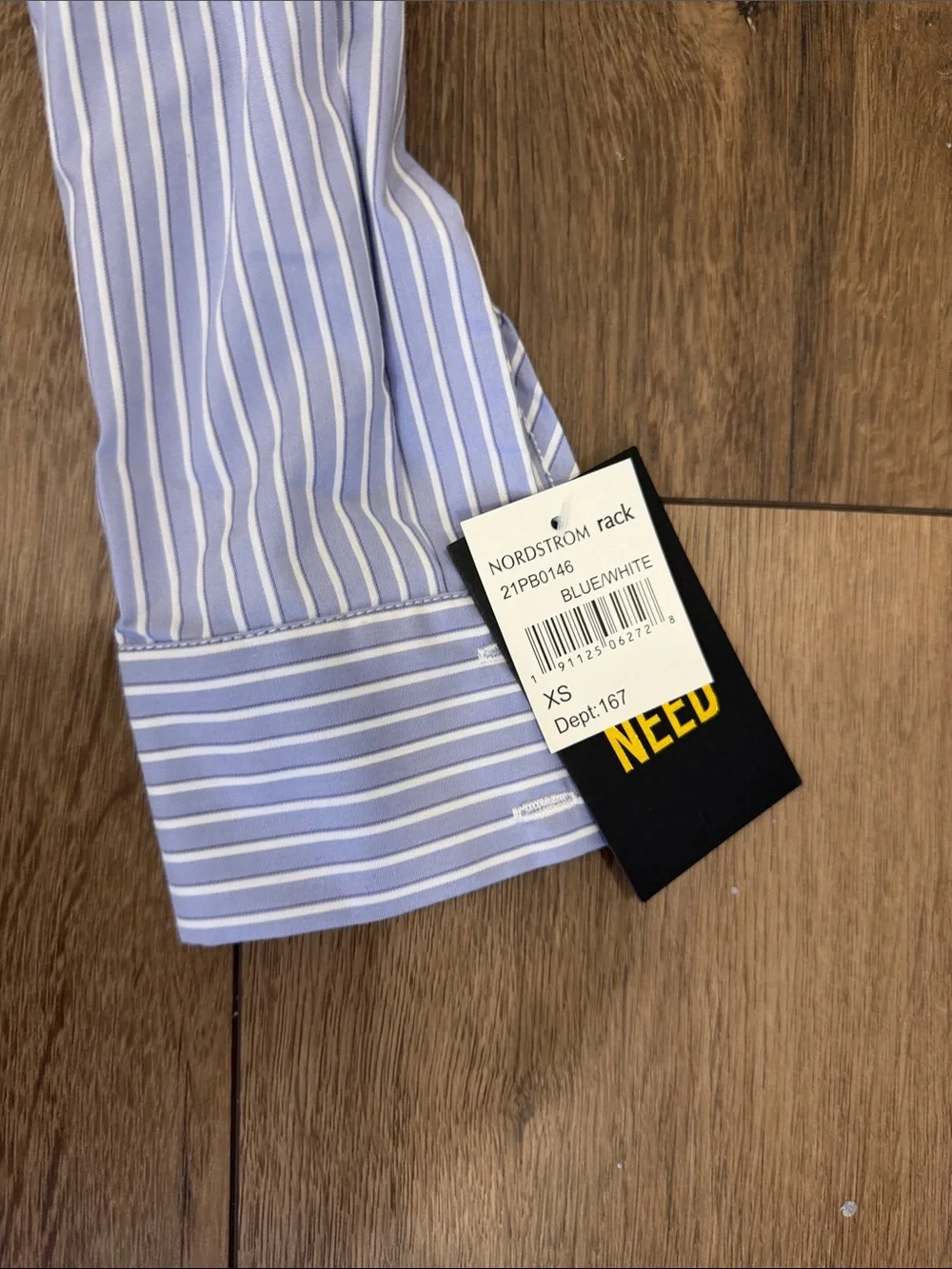 NWT Want & Need Striped One-Shoulder Ruffle Top - Blue - Picture 3 of 5